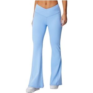 Fabletics High-Waisted Crossover Bluebell Flare Ribbed Athletic Pants Sz 2X EUC